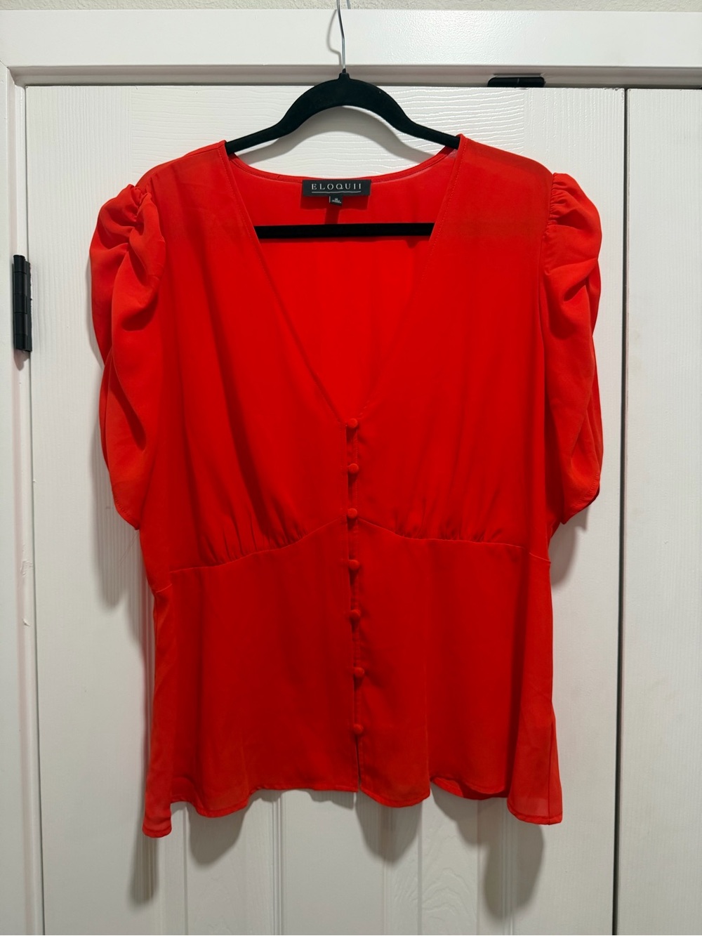 Eloquii Red Button-Front Blouse Size 16